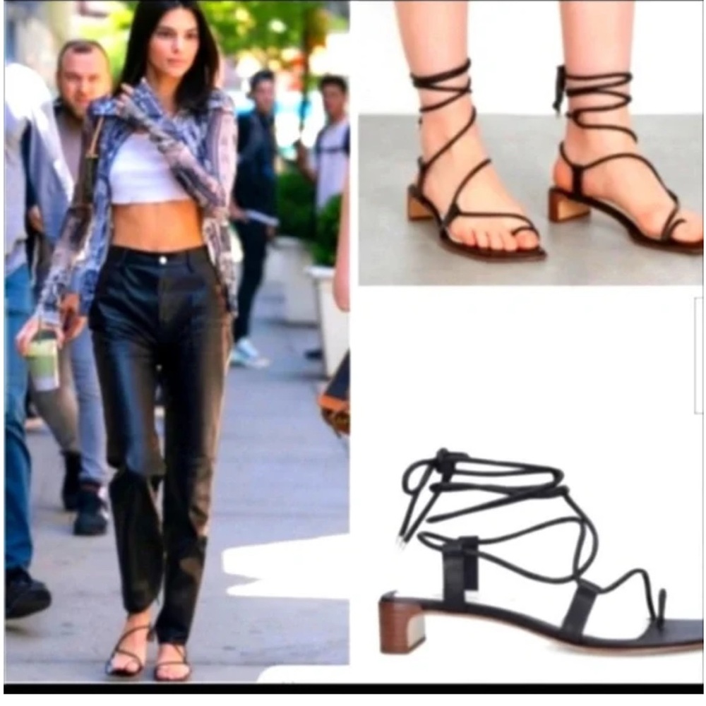 Rag & Bone Black Leather Strappy Sandals - Picture 2 of 5